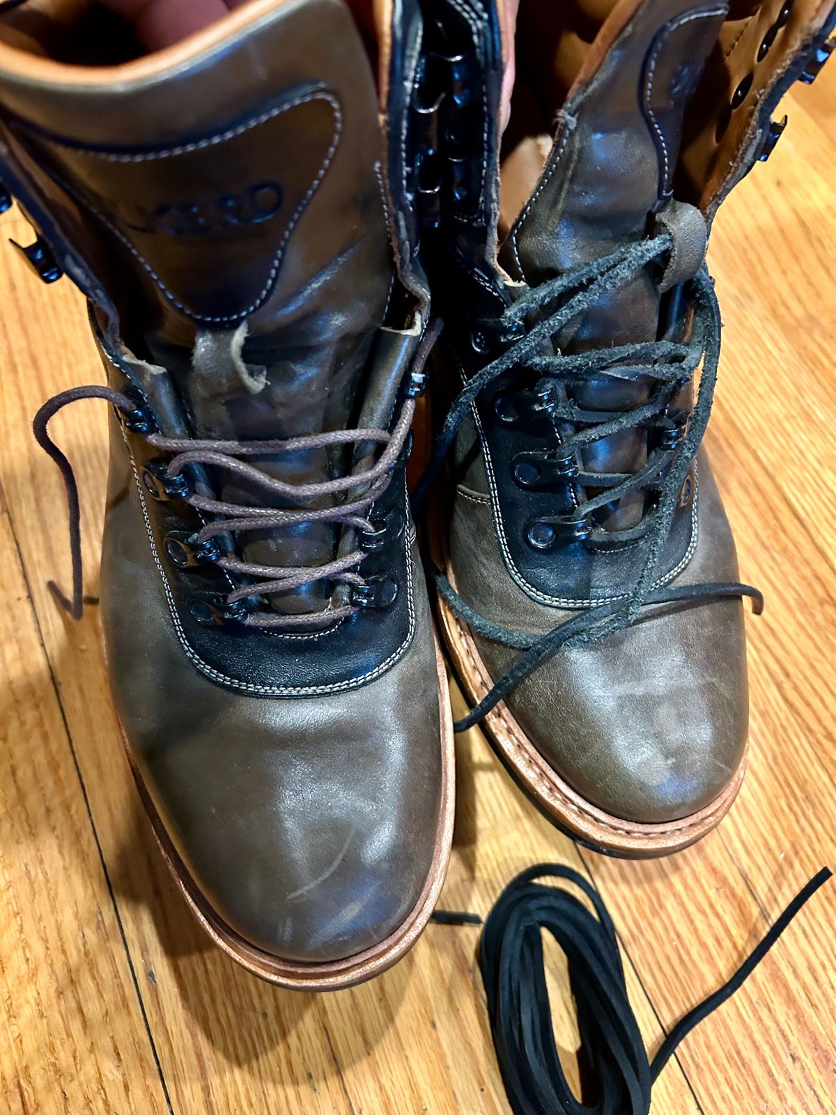 Photo by Vic on March 20, 2026 of the Blkbrd Shoemaker Bulwark Trek Boot in Horween Green Horse Rump.