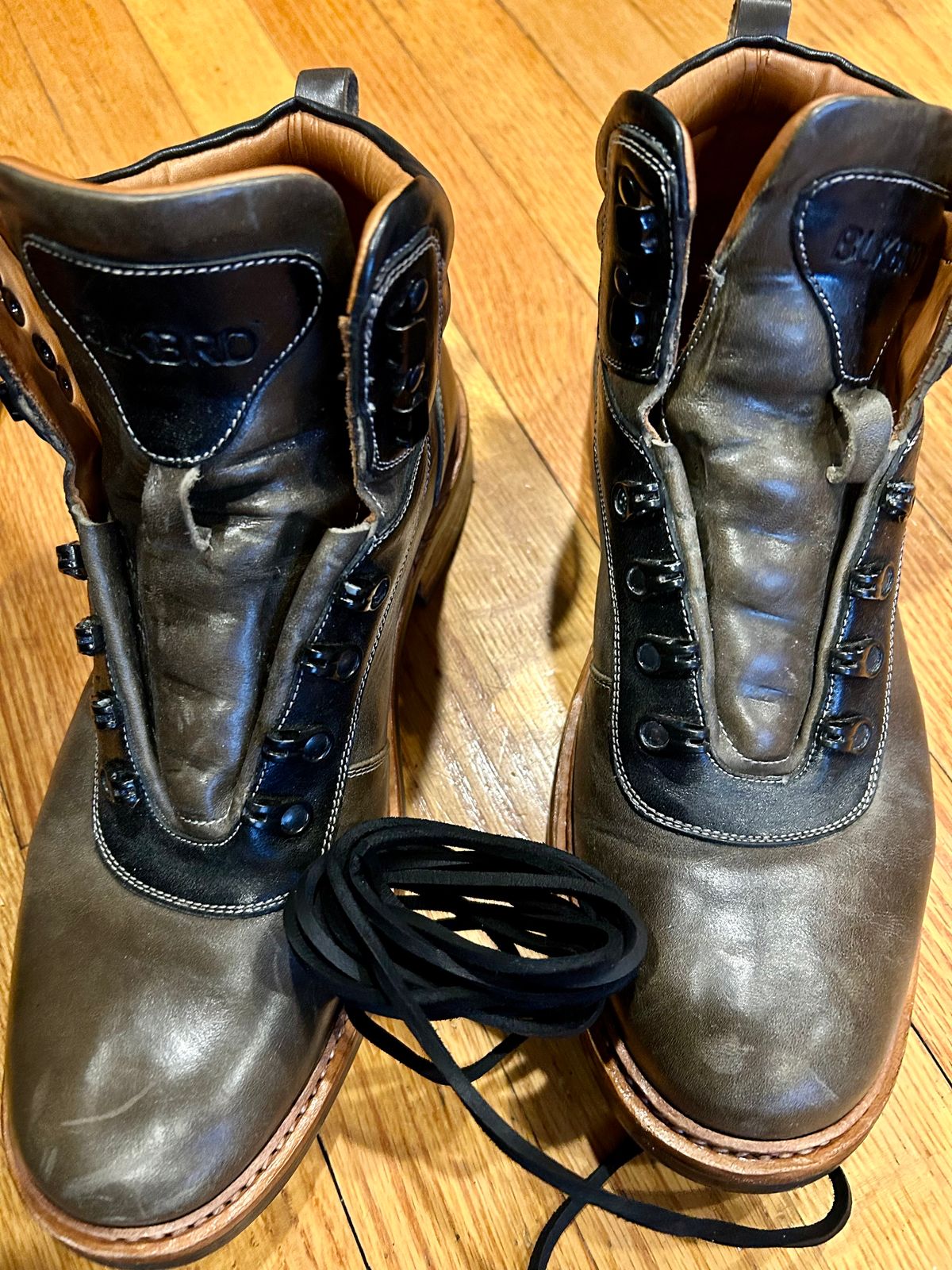 Photo by Vic on March 20, 2026 of the Blkbrd Shoemaker Bulwark Trek Boot in Horween Green Horse Rump.