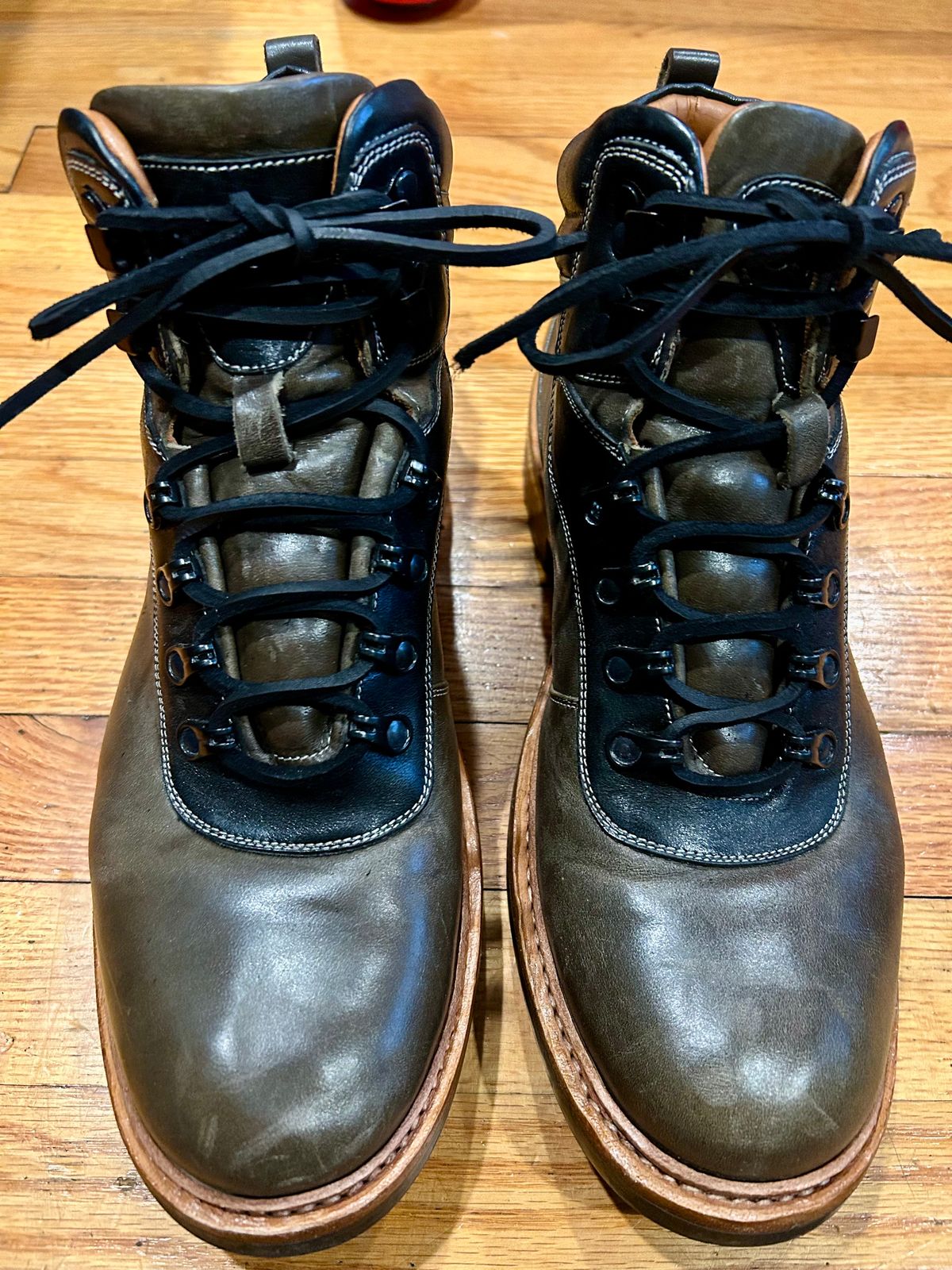 Photo by Vic on March 20, 2026 of the Blkbrd Shoemaker Bulwark Trek Boot in Horween Green Horse Rump.