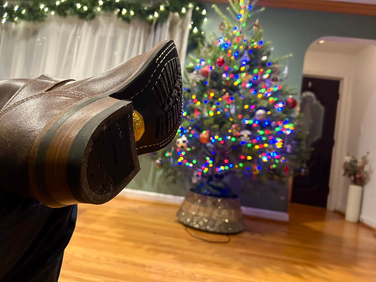 Photo by Vic on December 4, 2025 of the White's Nomad Engineer Boots in Horween Cinnamon Waxed Flesh.