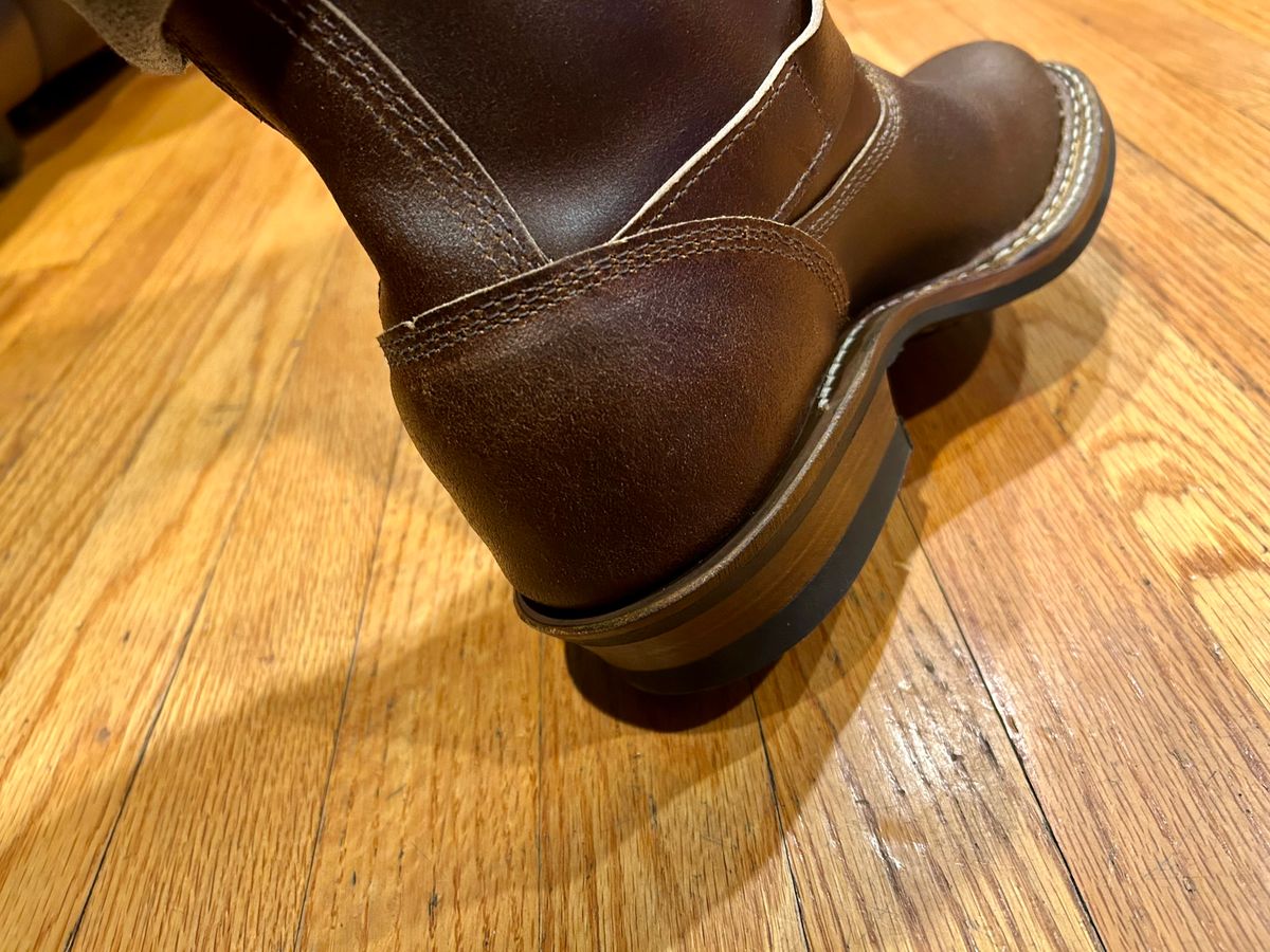 Photo by Vic on December 4, 2025 of the White's Nomad Engineer Boots in Horween Cinnamon Waxed Flesh.