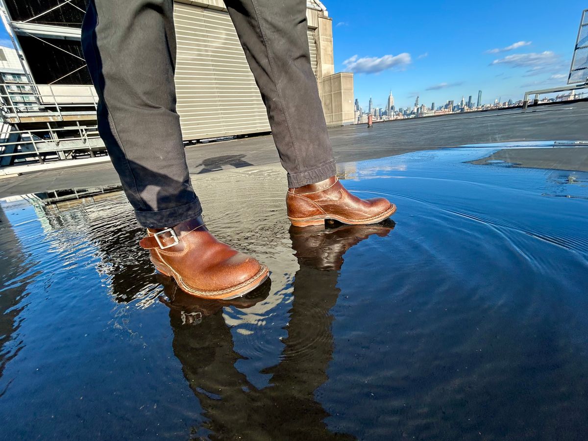 Photo by Vic on December 4, 2025 of the White's Nomad Engineer Boots in Horween Cinnamon Waxed Flesh.