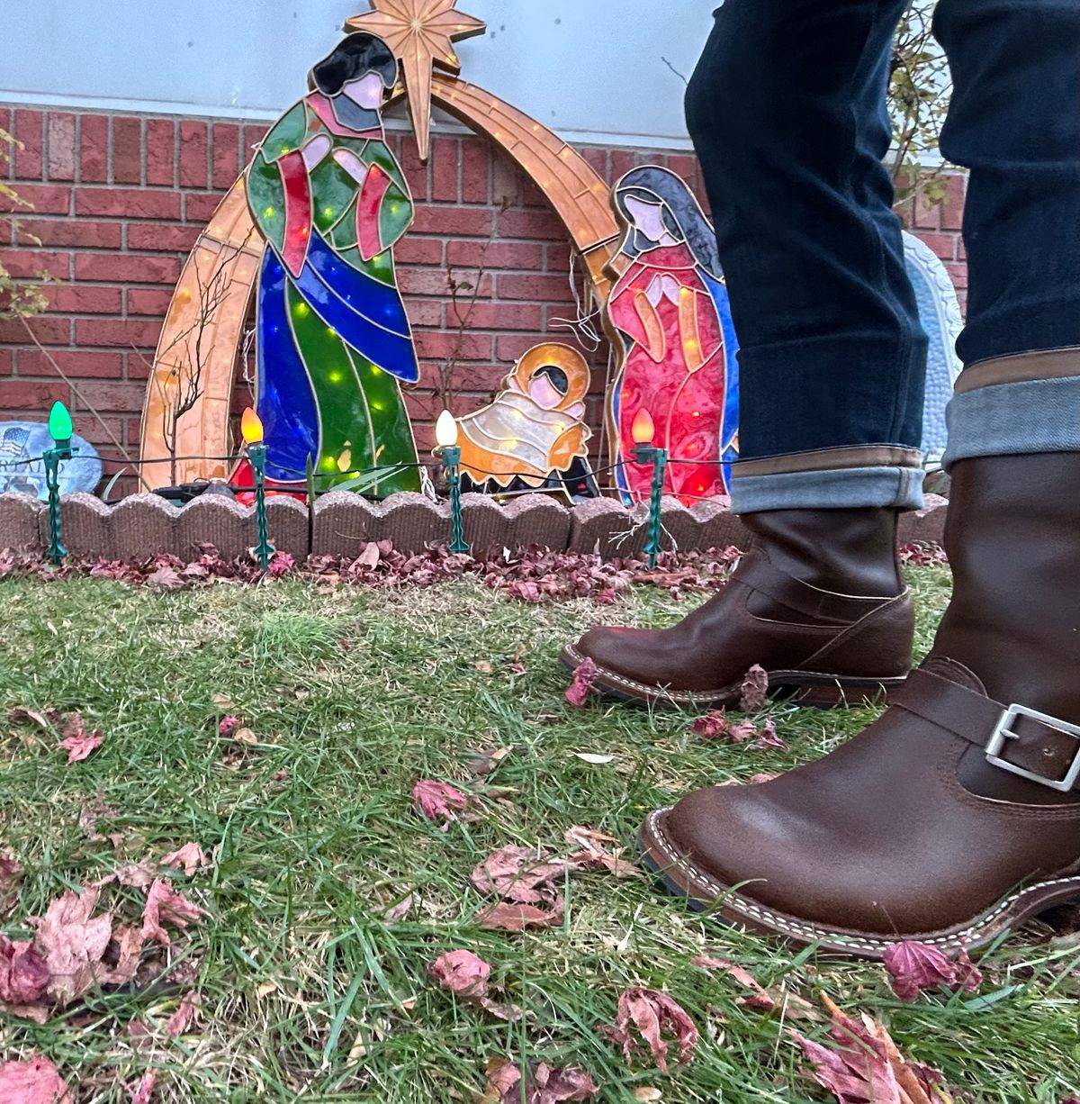 Photo by Vic on December 4, 2025 of the White's Nomad Engineer Boots in Horween Cinnamon Waxed Flesh.