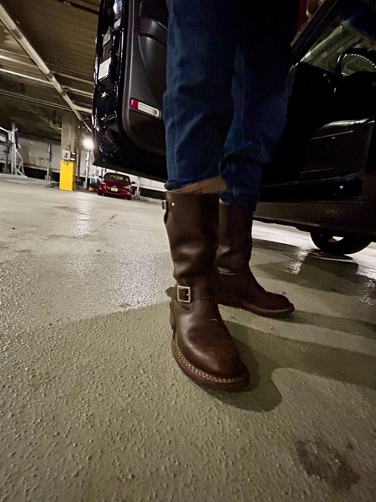 Photo by Vic on January 9, 2026 of the White's Nomad Engineer Boots in Horween Cinnamon Waxed Flesh.