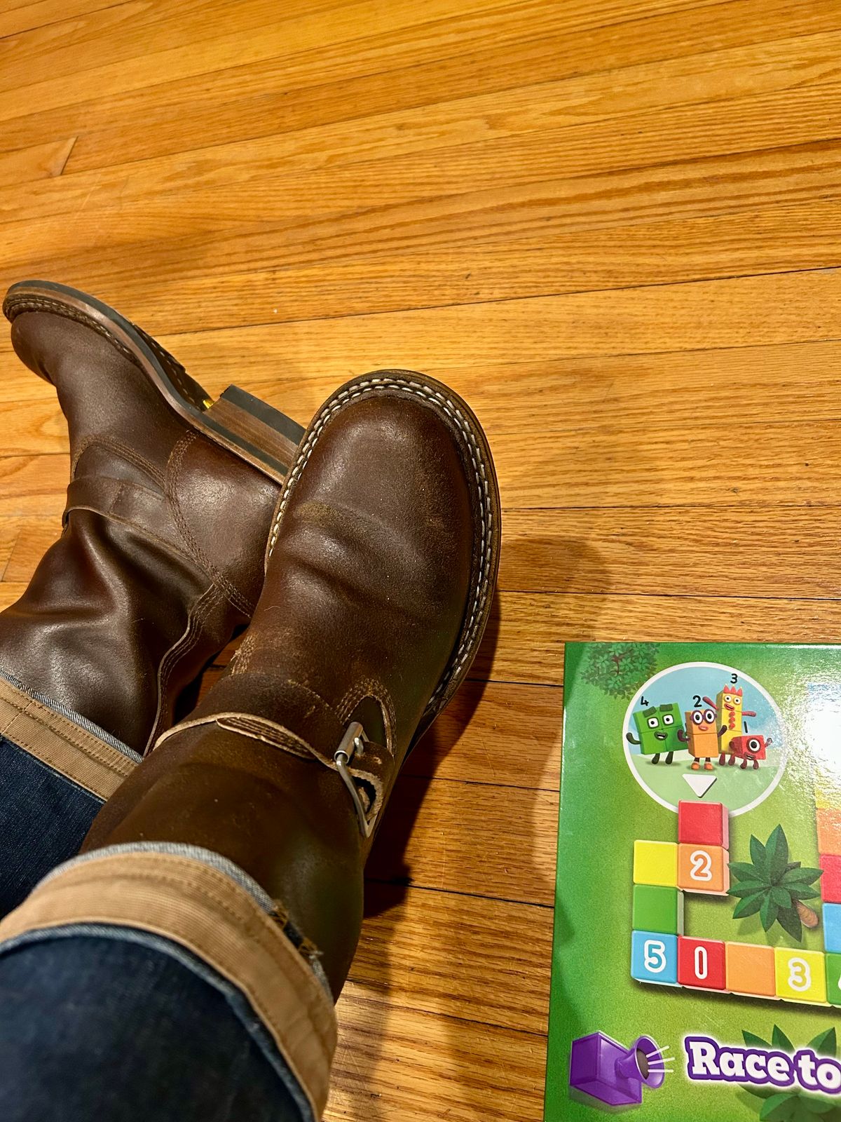 Photo by Vic on February 11, 2026 of the White's Nomad Engineer Boots in Horween Cinnamon Waxed Flesh.