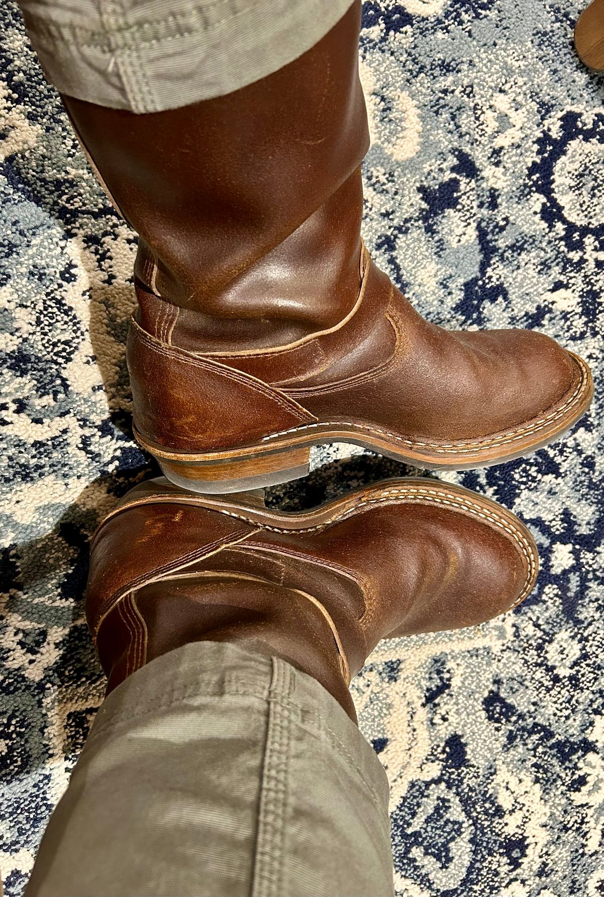 Photo by Vic on February 14, 2026 of the White's Nomad Engineer Boots in Horween Cinnamon Waxed Flesh.