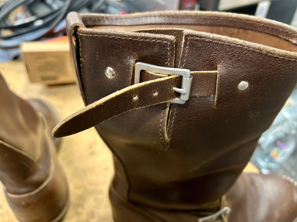 Photo by Vic on March 4, 2026 of the White's Nomad Engineer Boots in Horween Cinnamon Waxed Flesh.