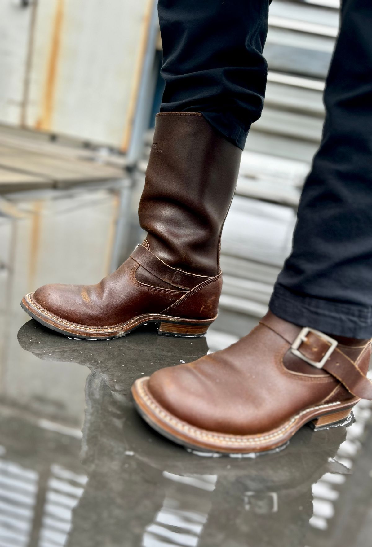 Photo by Vic on April 3, 2026 of the White's Nomad Engineer Boots in Horween Cinnamon Waxed Flesh.