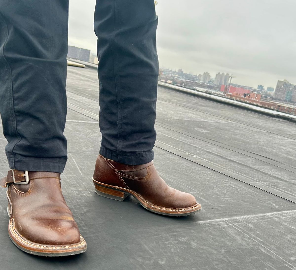 Photo by Vic on April 3, 2026 of the White's Nomad Engineer Boots in Horween Cinnamon Waxed Flesh.
