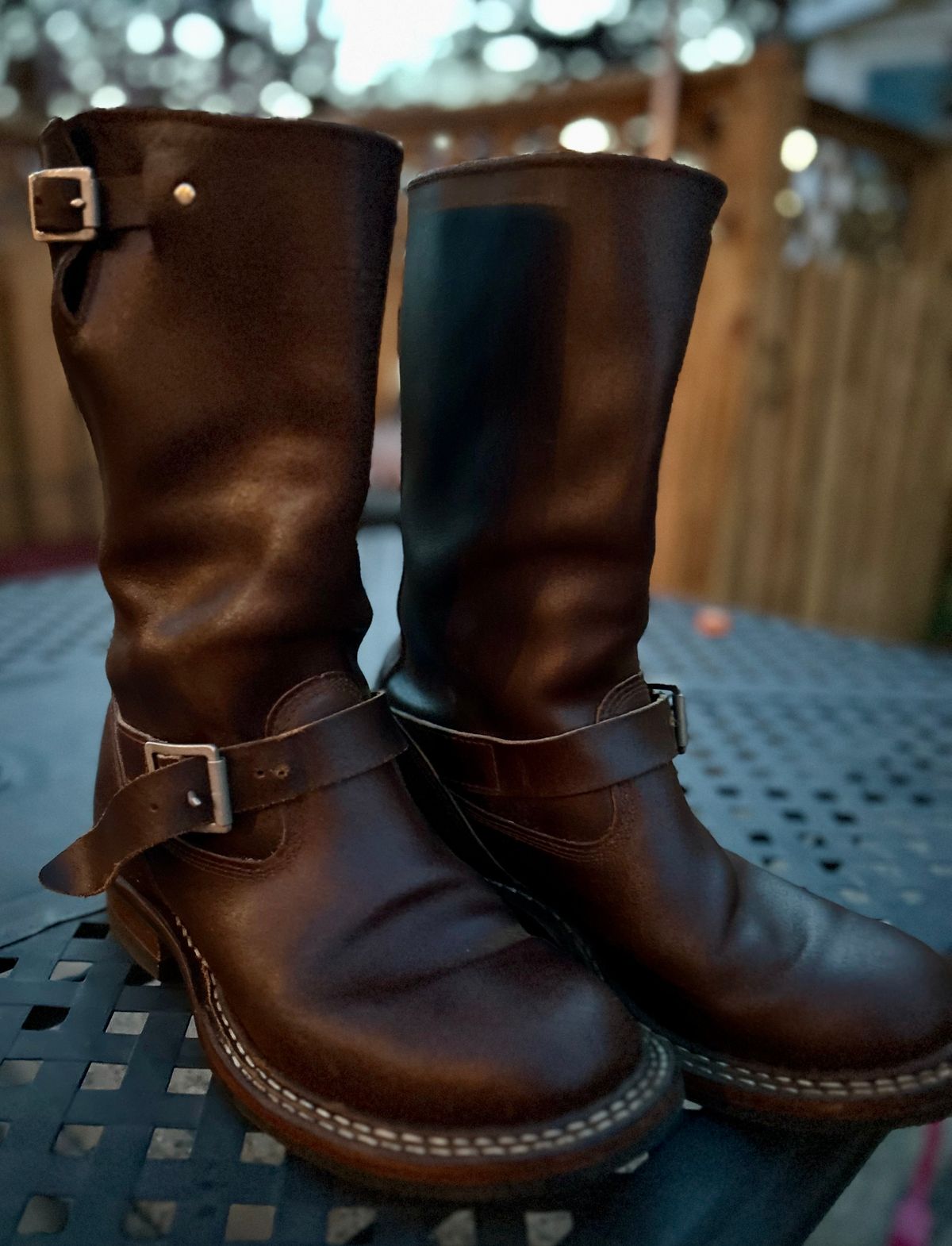 Photo by Vic on April 17, 2026 of the White's Nomad Engineer Boots in Horween Cinnamon Waxed Flesh.
