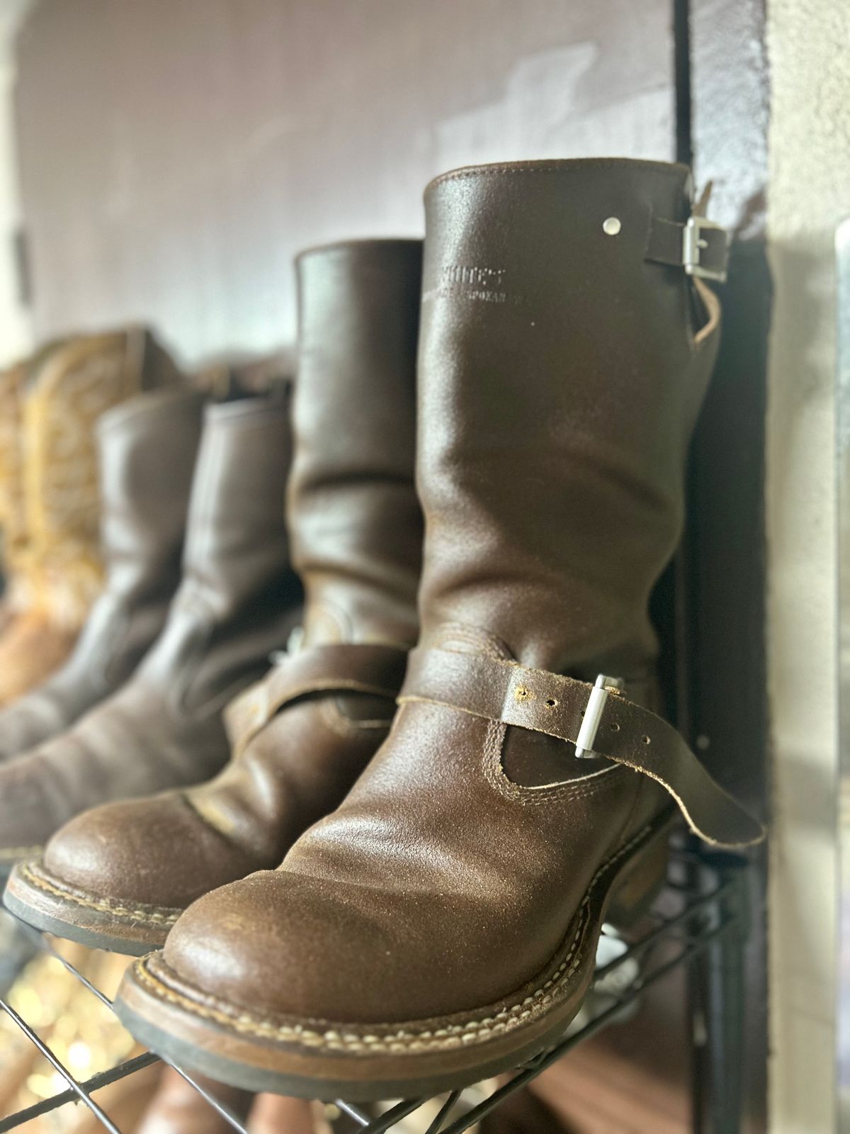 Photo by Vic on May 20, 2026 of the White's Nomad Engineer Boots in Horween Cinnamon Waxed Flesh.