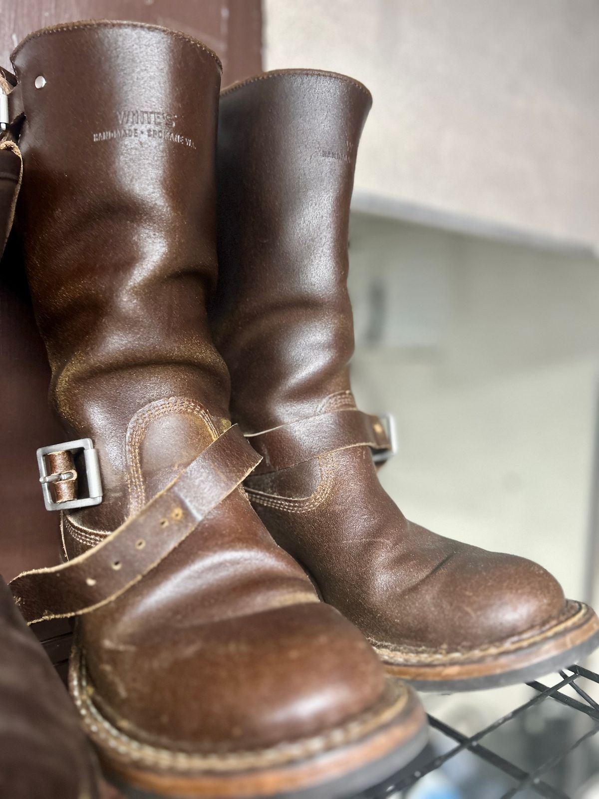 Photo by Vic on May 20, 2026 of the White's Nomad Engineer Boots in Horween Cinnamon Waxed Flesh.