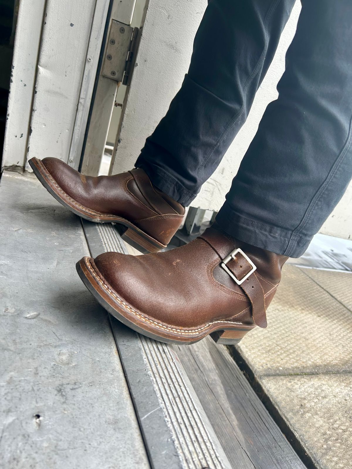 Photo by Vic on May 21, 2026 of the White's Nomad Engineer Boots in Horween Cinnamon Waxed Flesh.