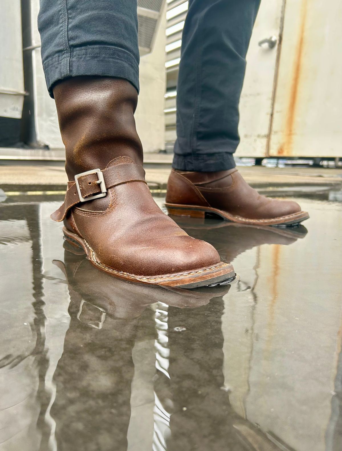 Photo by Vic on May 21, 2026 of the White's Nomad Engineer Boots in Horween Cinnamon Waxed Flesh.