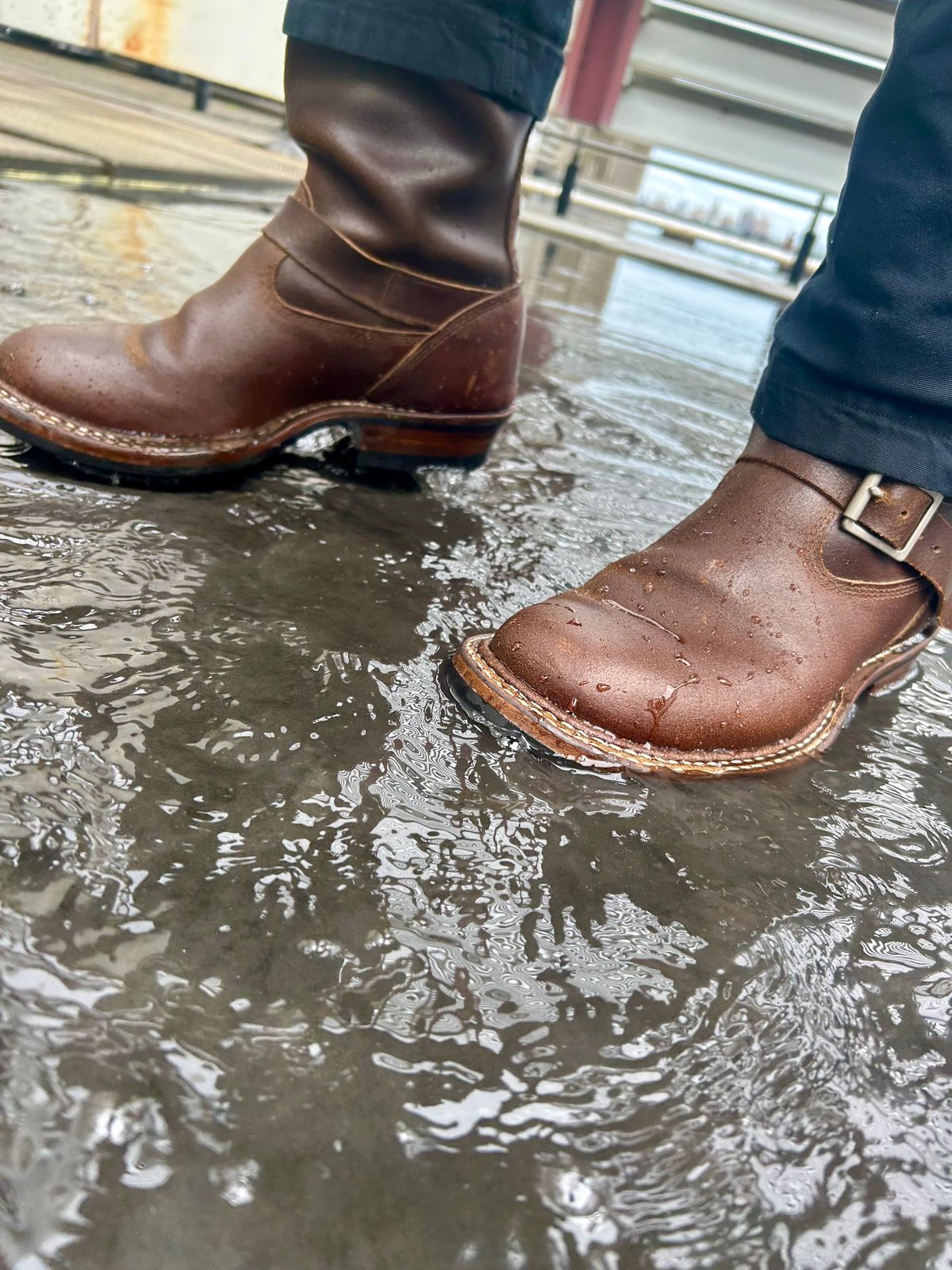 Photo by Vic on May 21, 2026 of the White's Nomad Engineer Boots in Horween Cinnamon Waxed Flesh.