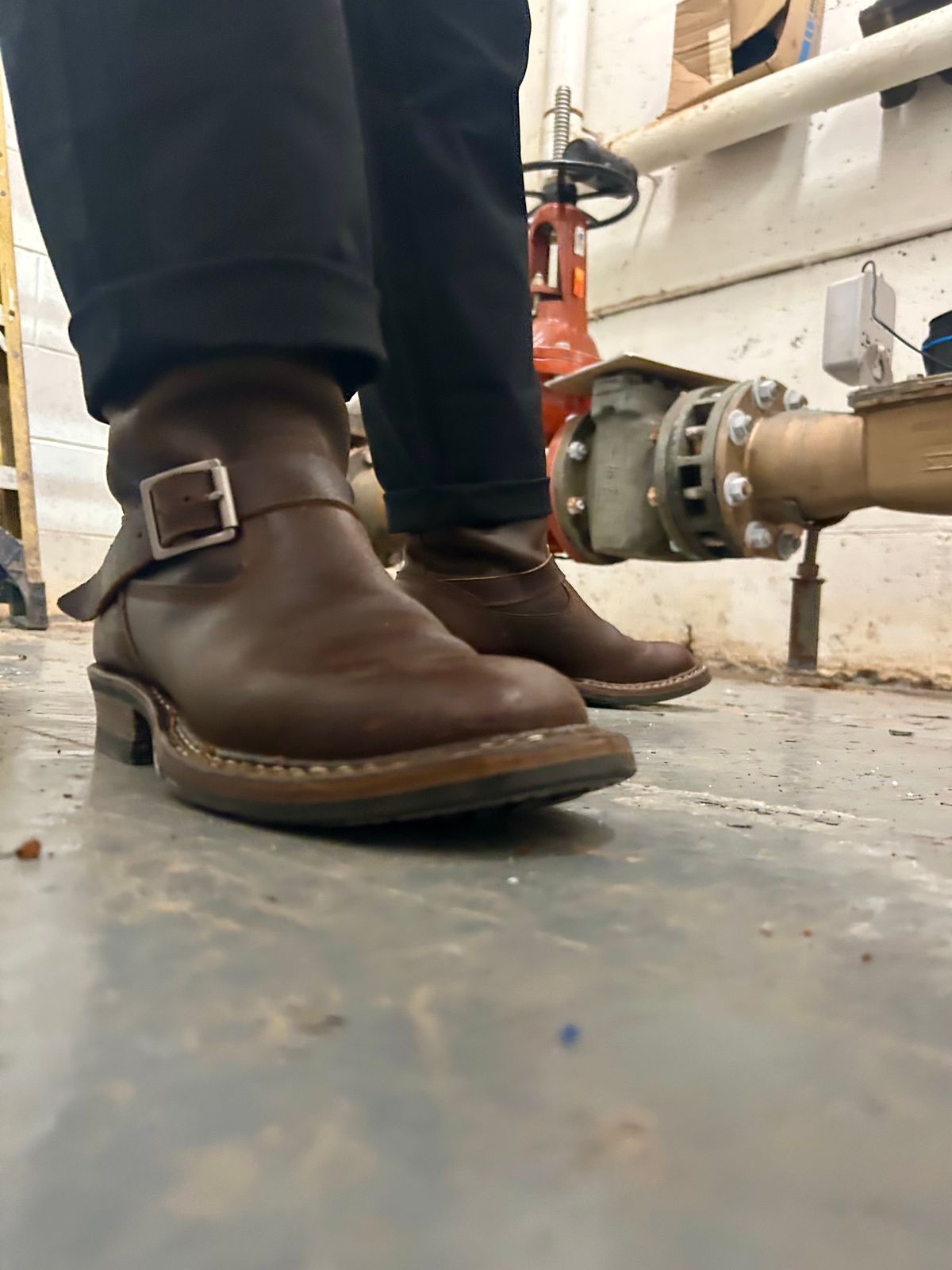 Photo by Vic on June 5, 2026 of the White's Nomad Engineer Boots in Horween Cinnamon Waxed Flesh.