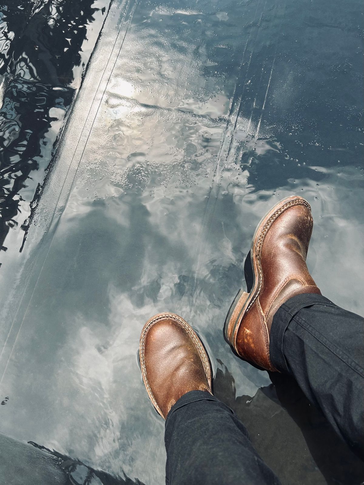 Photo by Vic on June 17, 2026 of the White's Nomad Engineer Boots in Horween Cinnamon Waxed Flesh.