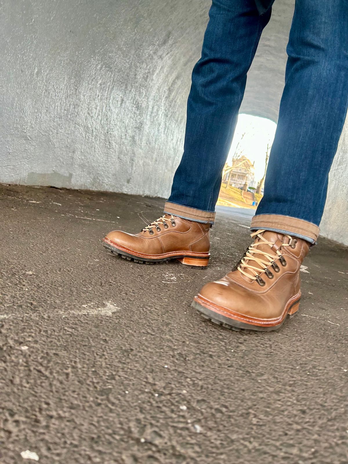 Photo by Vic on March 18, 2026 of the Blkbrd Shoemaker Bulwark Trek Boot in Horween Natural Chromepak.
