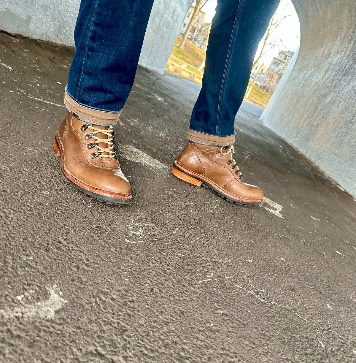 Photo by Vic on March 18, 2026 of the Blkbrd Shoemaker Bulwark Trek Boot in Horween Natural Chromepak.