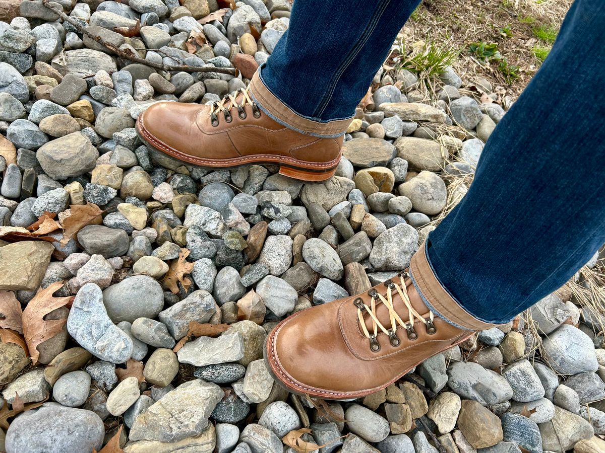 Photo by Vic on March 18, 2026 of the Blkbrd Shoemaker Bulwark Trek Boot in Horween Natural Chromepak.