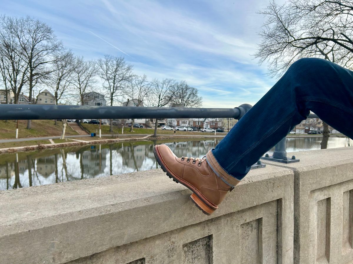 Photo by Vic on March 18, 2026 of the Blkbrd Shoemaker Bulwark Trek Boot in Horween Natural Chromepak.