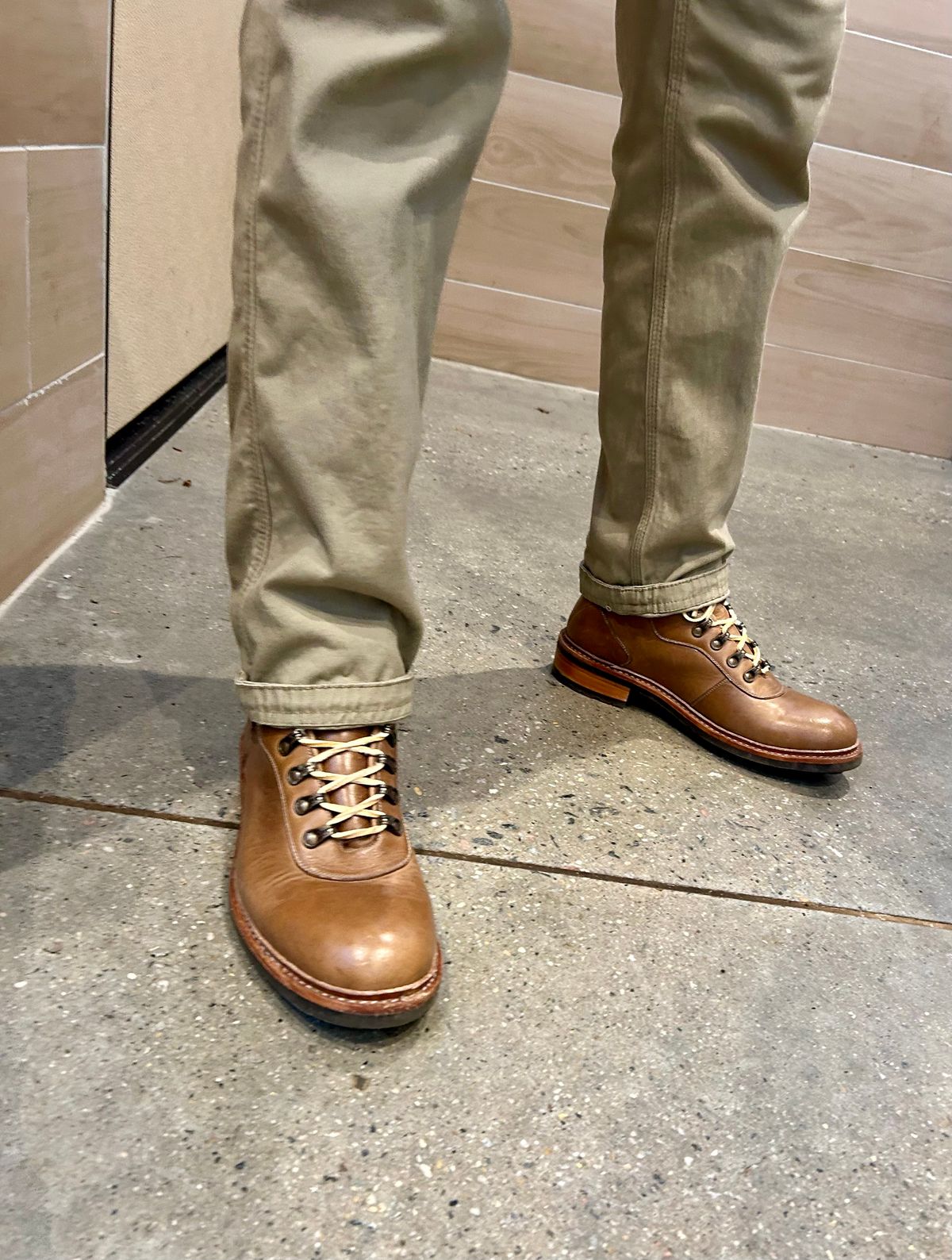 Photo by Vic on March 29, 2026 of the Blkbrd Shoemaker Bulwark Trek Boot in Horween Natural Chromepak.