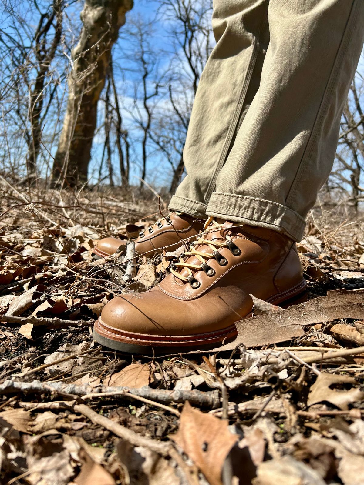Photo by Vic on March 29, 2026 of the Blkbrd Shoemaker Bulwark Trek Boot in Horween Natural Chromepak.