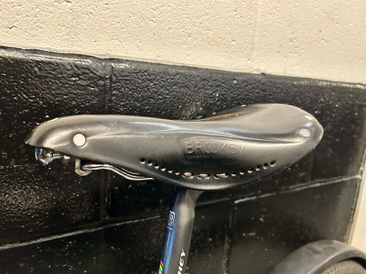 Photo by Vic on October 15, 2025 of the Brooks Saddle in Unknown Natural Veg Tan.