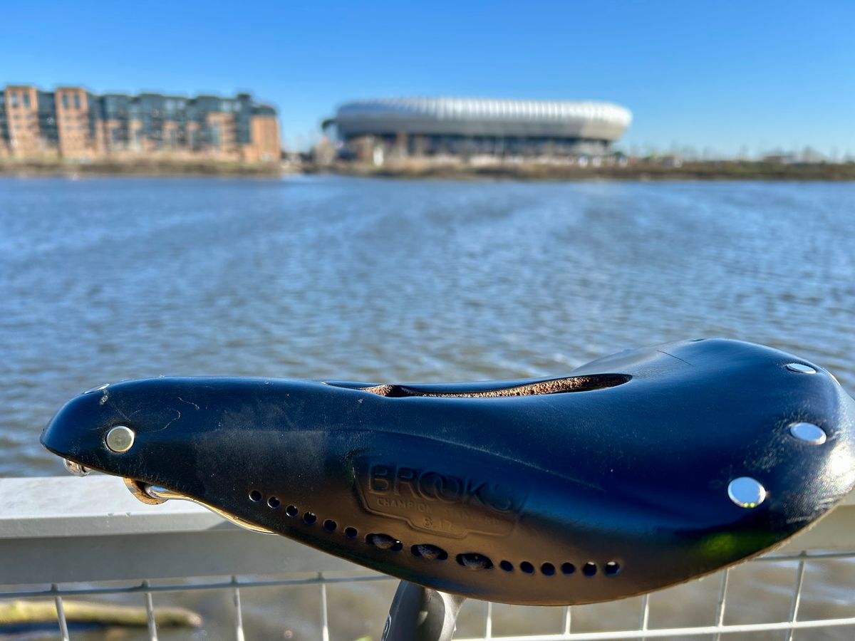 Photo by Vic on April 8, 2026 of the Brooks Saddle in Unknown Natural Veg Tan.