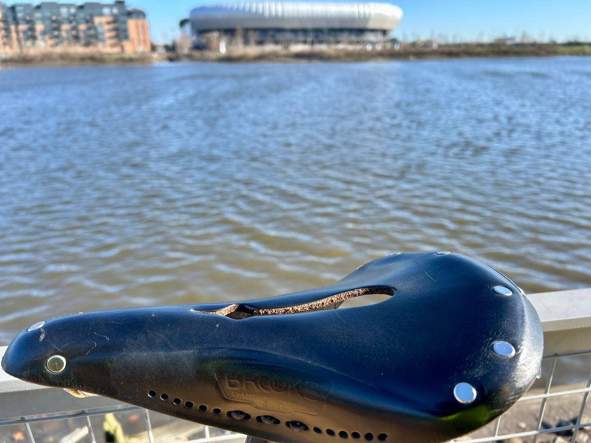 Photo by Vic on April 8, 2026 of the Brooks Saddle in Unknown Natural Veg Tan.