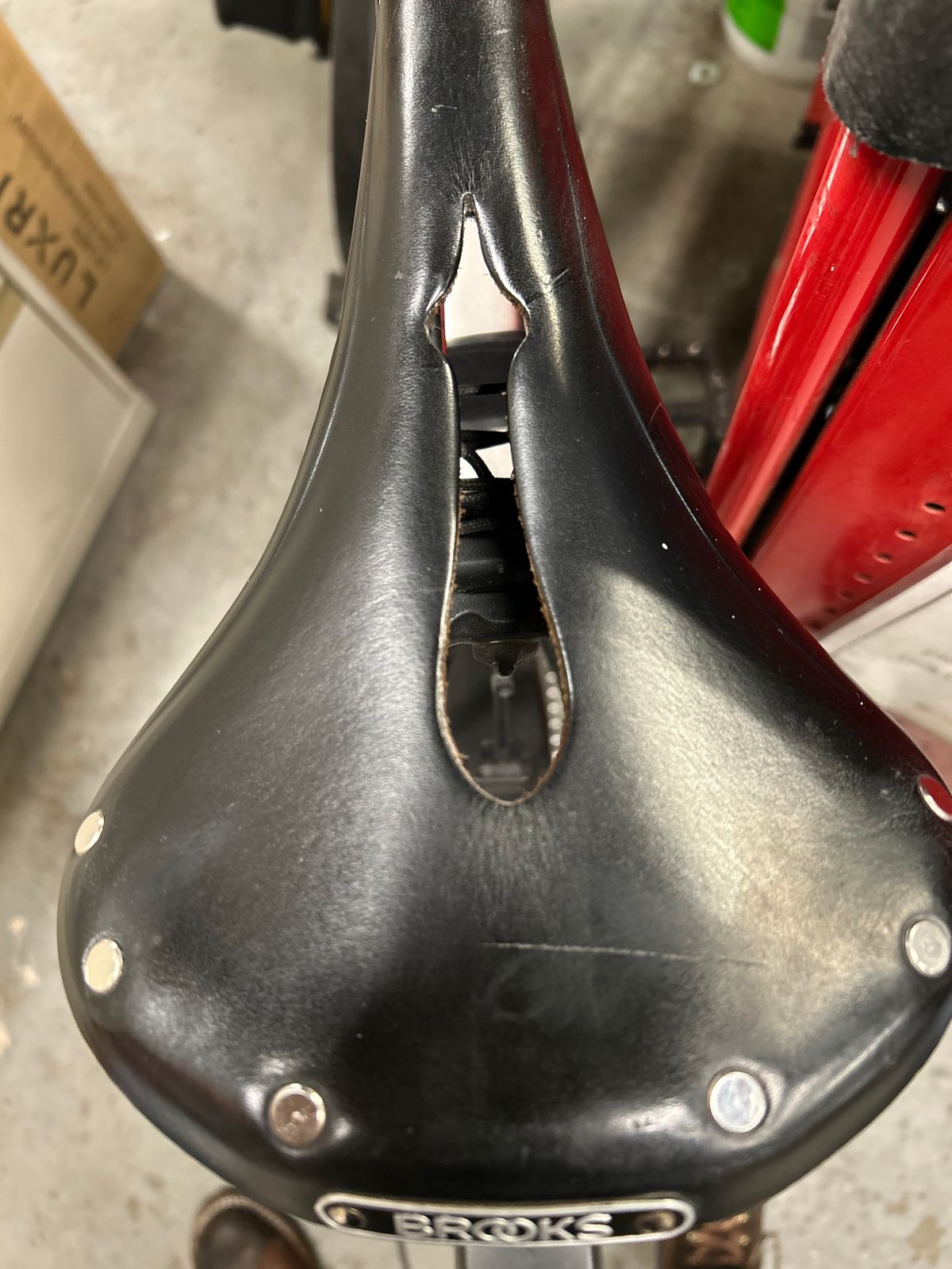 Photo by Vic on April 9, 2026 of the Brooks Saddle in Unknown Natural Veg Tan.