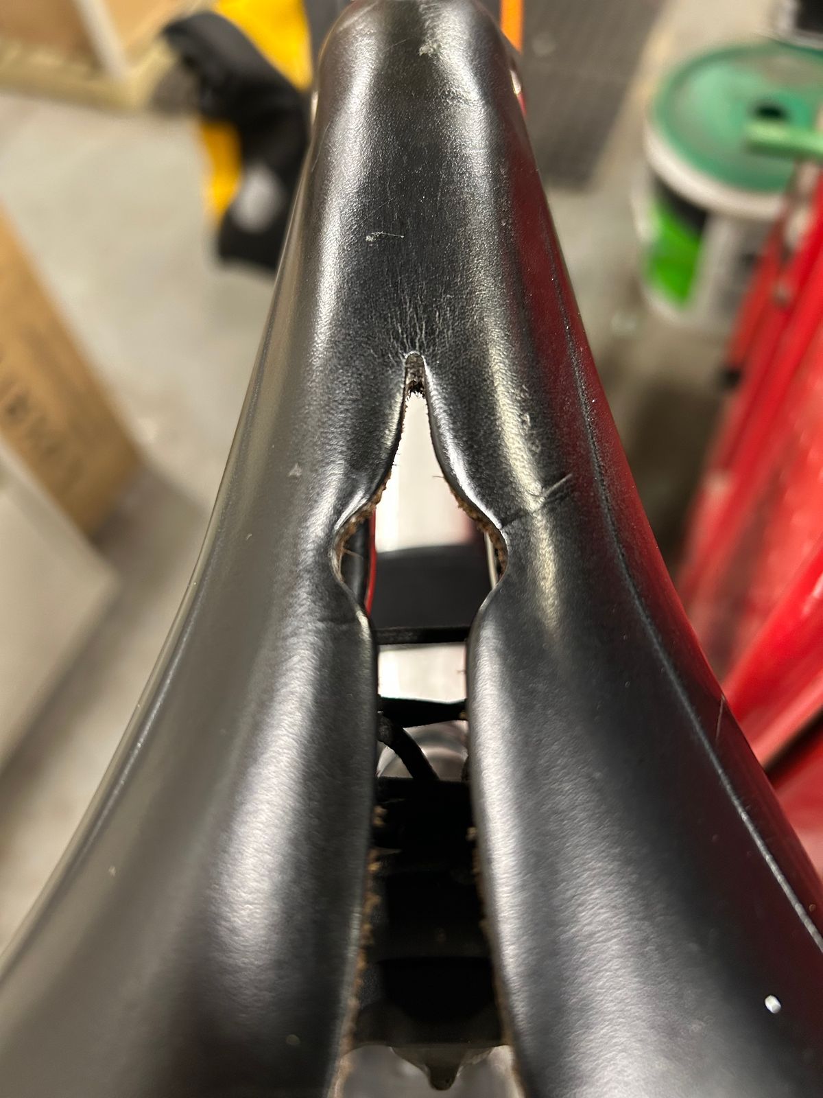 Photo by Vic on April 9, 2026 of the Brooks Saddle in Unknown Natural Veg Tan.