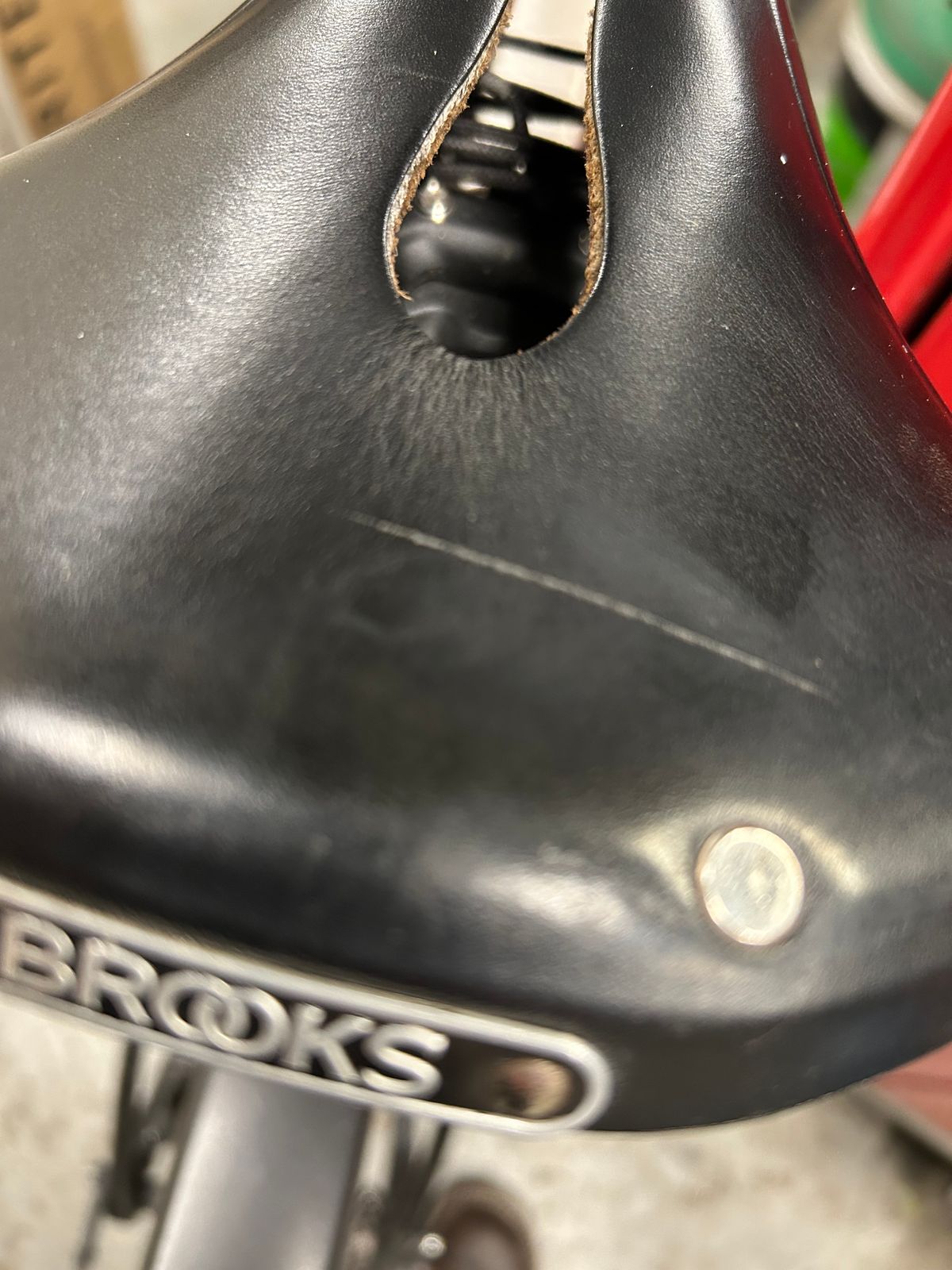 Photo by Vic on April 9, 2026 of the Brooks Saddle in Unknown Natural Veg Tan.