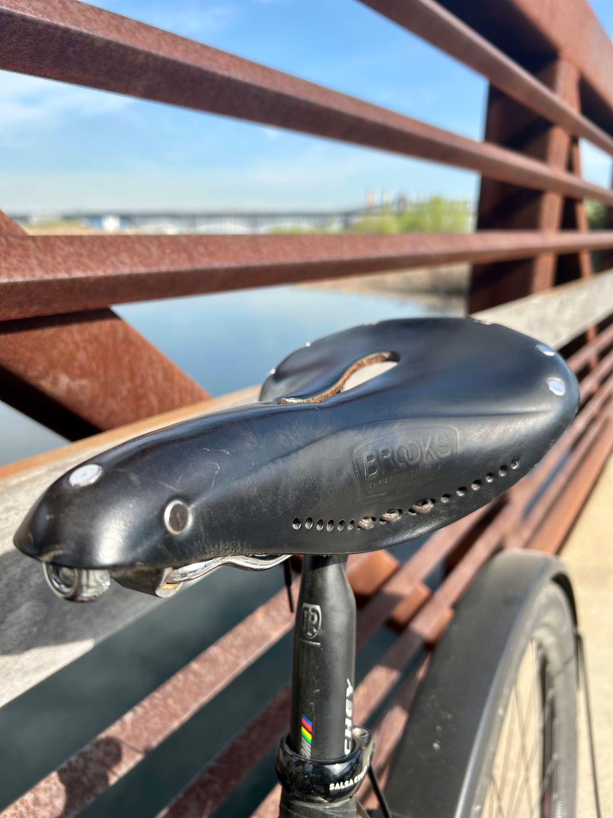 Photo by Vic on April 16, 2026 of the Brooks Saddle in Unknown Natural Veg Tan.