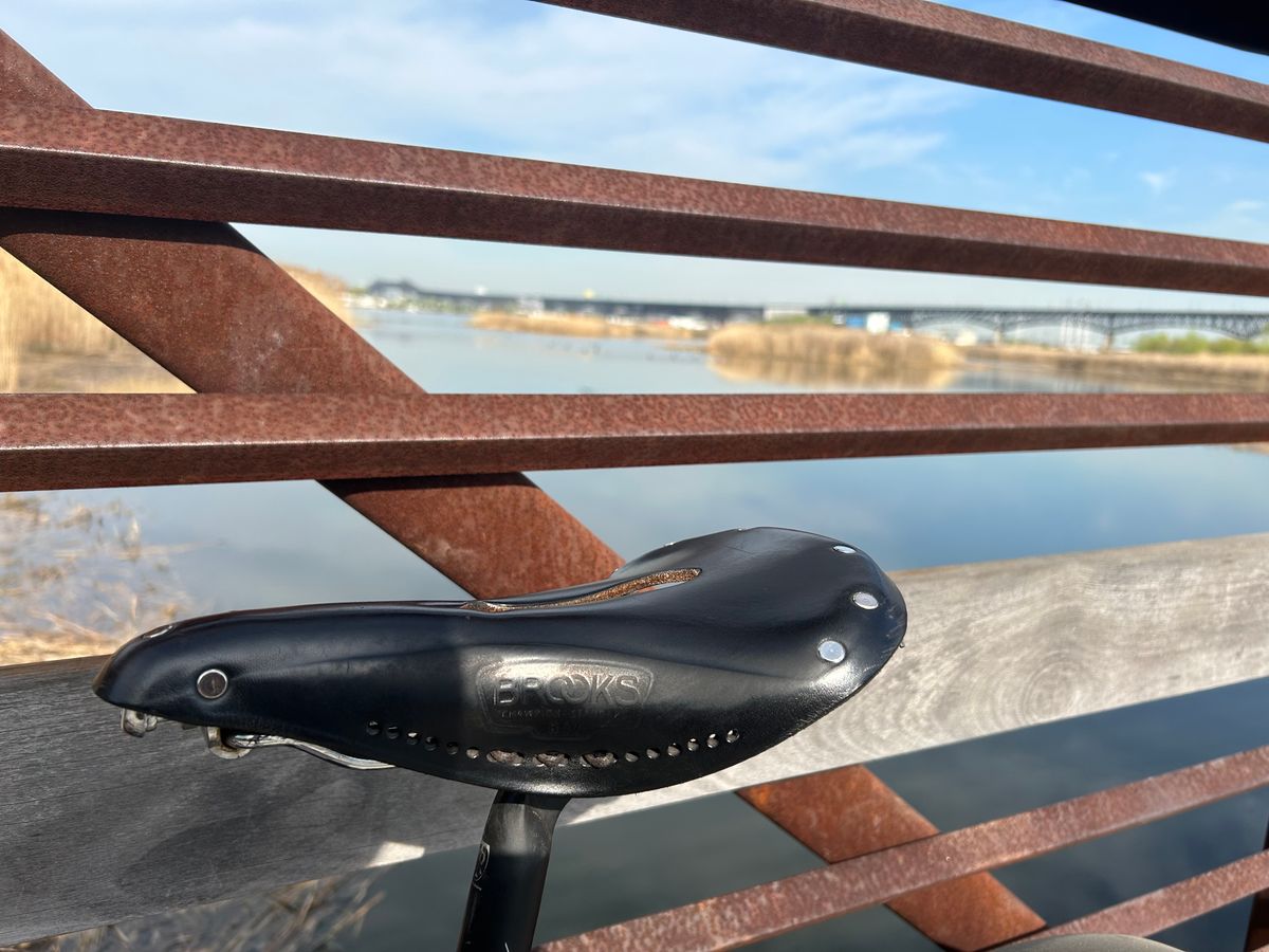 Photo by Vic on April 16, 2026 of the Brooks Saddle in Unknown Natural Veg Tan.