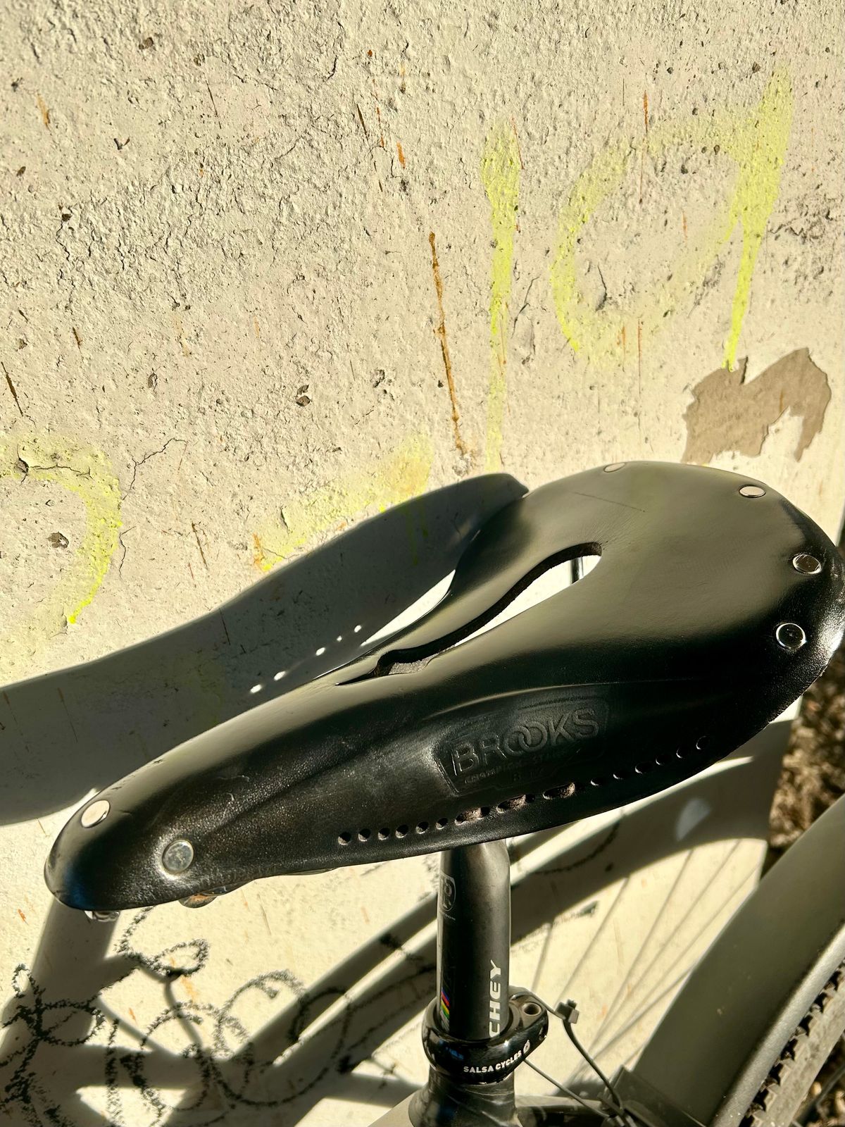 Photo by Vic on April 17, 2026 of the Brooks Saddle in Unknown Natural Veg Tan.