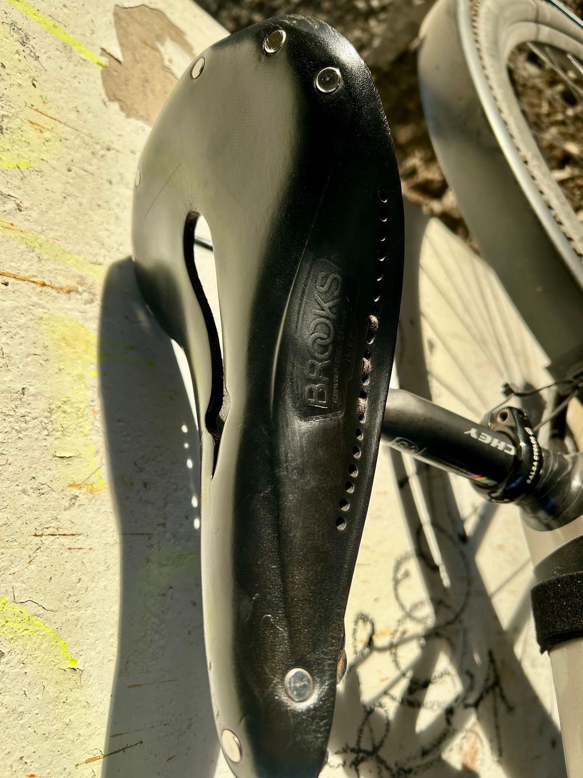 Photo by Vic on April 17, 2026 of the Brooks Saddle in Unknown Natural Veg Tan.