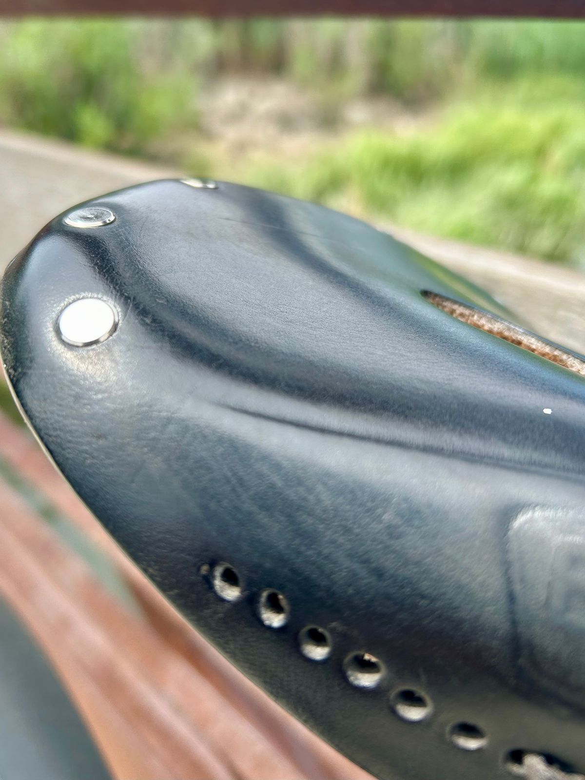 Photo by Vic on June 19, 2026 of the Brooks Saddle in Unknown Natural Veg Tan.
