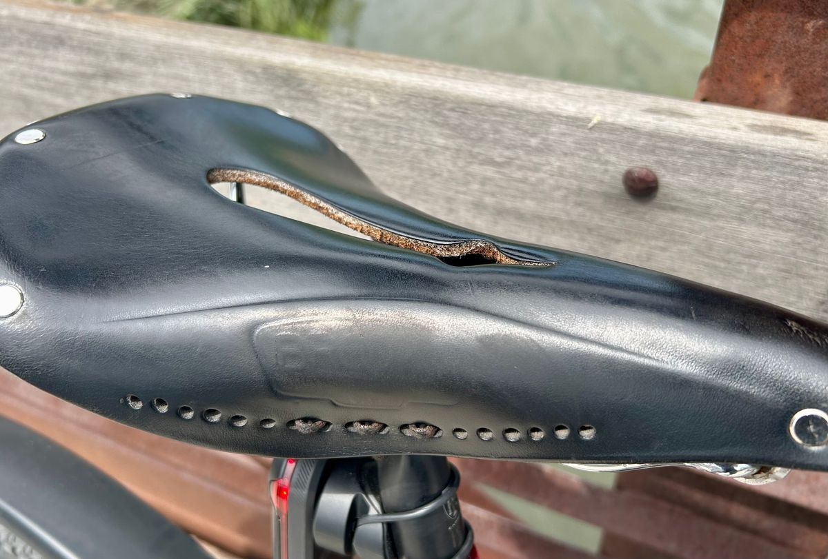 Photo by Vic on June 19, 2026 of the Brooks Saddle in Unknown Natural Veg Tan.