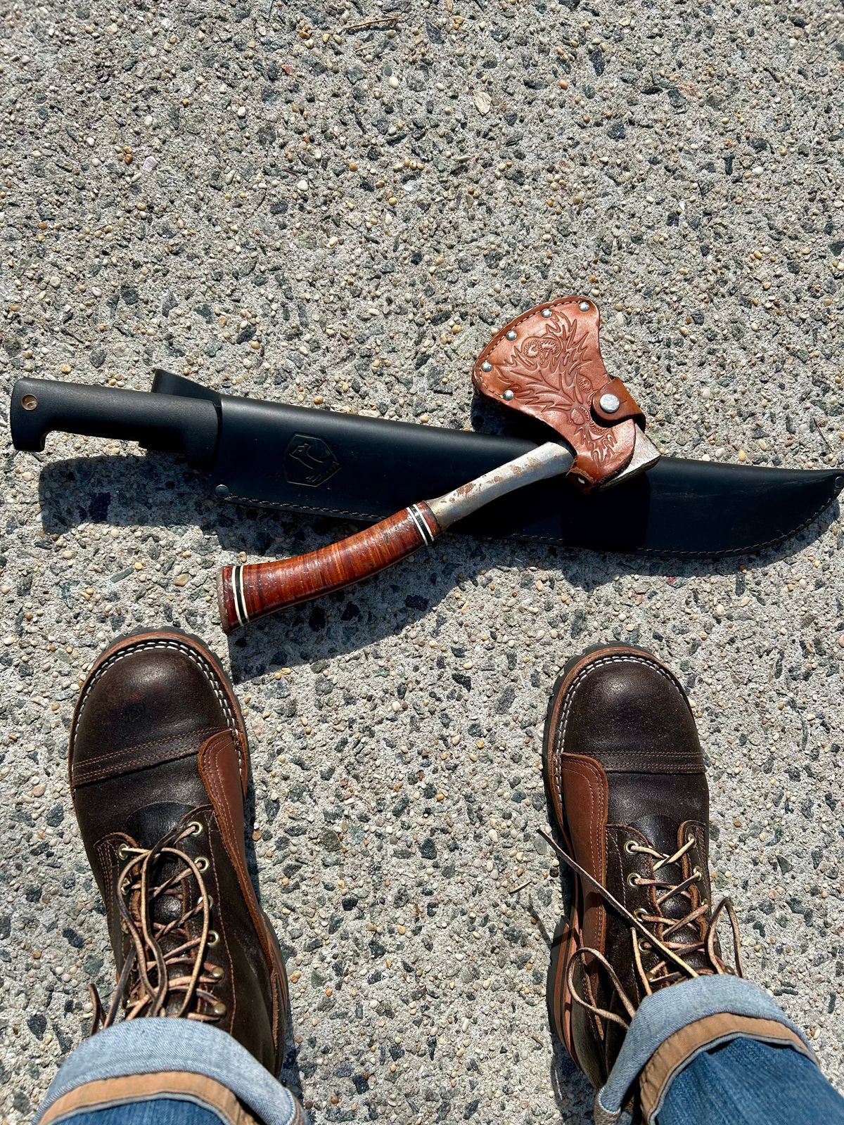 Photo by Vic on October 26, 2025 of the Nicks X Rose Anvil ND1 in Horween Black Waxed Flesh.