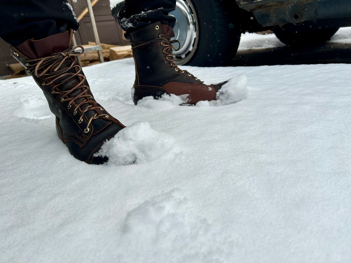 Photo by Vic on December 27, 2025 of the Nicks X Rose Anvil ND1 in Horween Black Waxed Flesh.