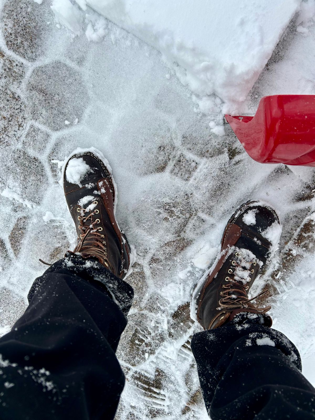 Photo by Vic on December 27, 2025 of the Nicks X Rose Anvil ND1 in Horween Black Waxed Flesh.