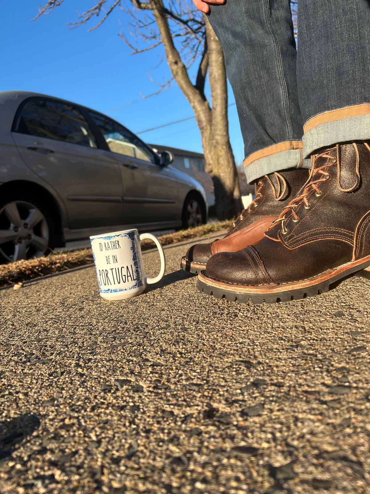 Photo by Vic on January 8, 2026 of the Nicks X Rose Anvil ND1 in Horween Black Waxed Flesh.