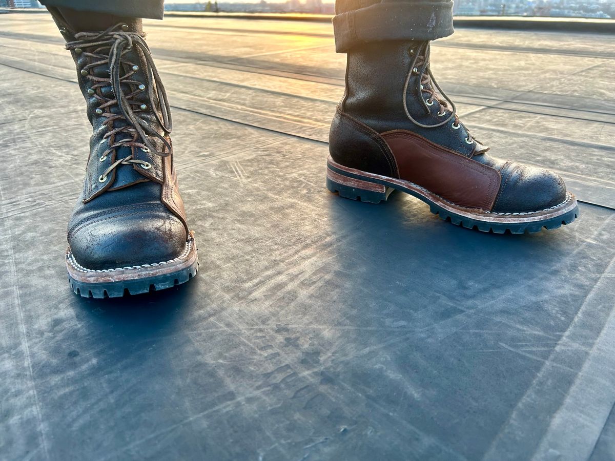 Photo by Vic on January 8, 2026 of the Nicks X Rose Anvil ND1 in Horween Black Waxed Flesh.