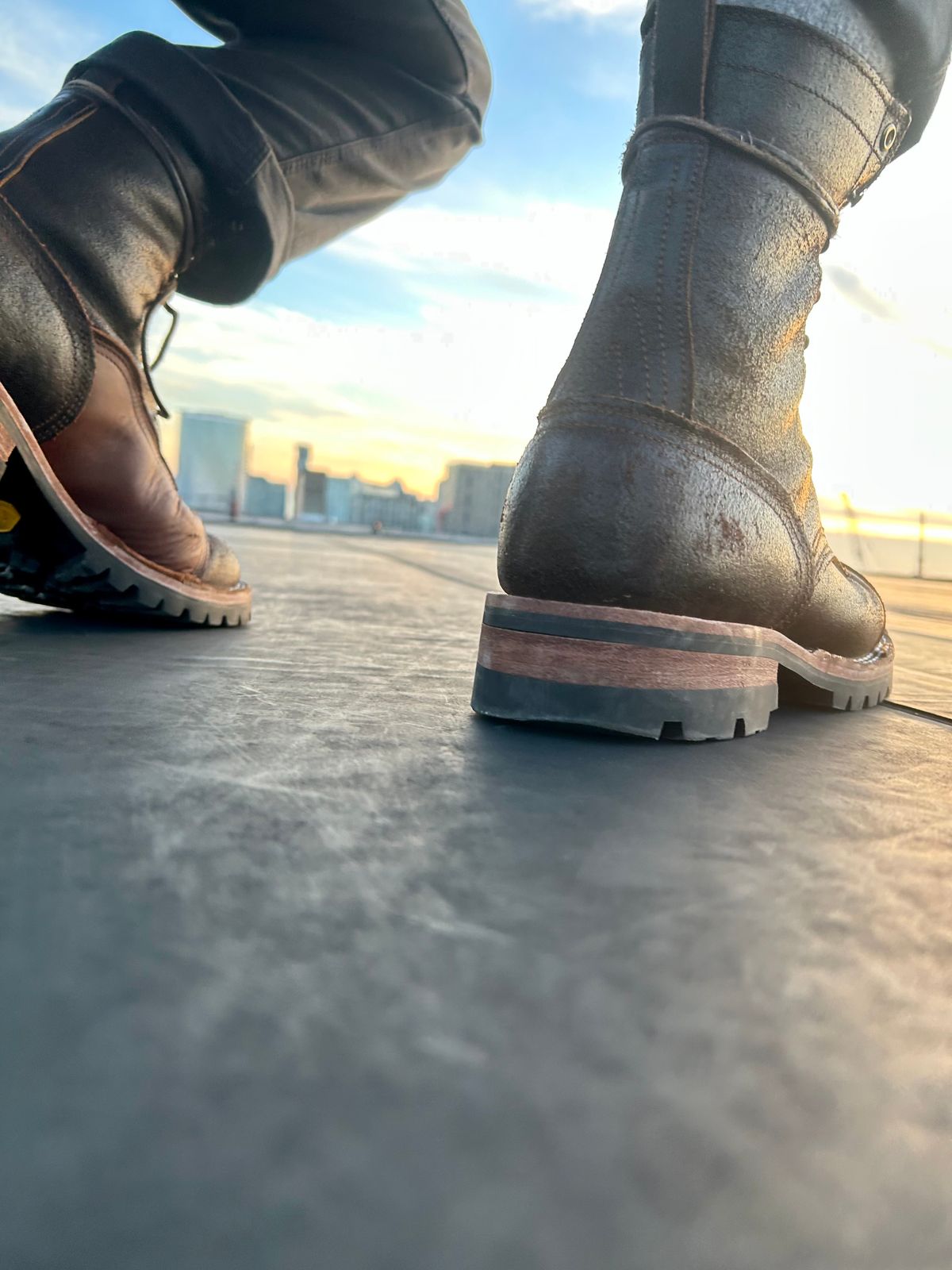 Photo by Vic on January 8, 2026 of the Nicks X Rose Anvil ND1 in Horween Black Waxed Flesh.