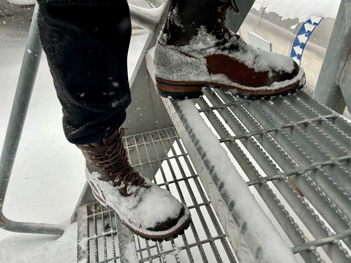 Photo by Vic on January 25, 2026 of the Nicks X Rose Anvil ND1 in Horween Black Waxed Flesh.