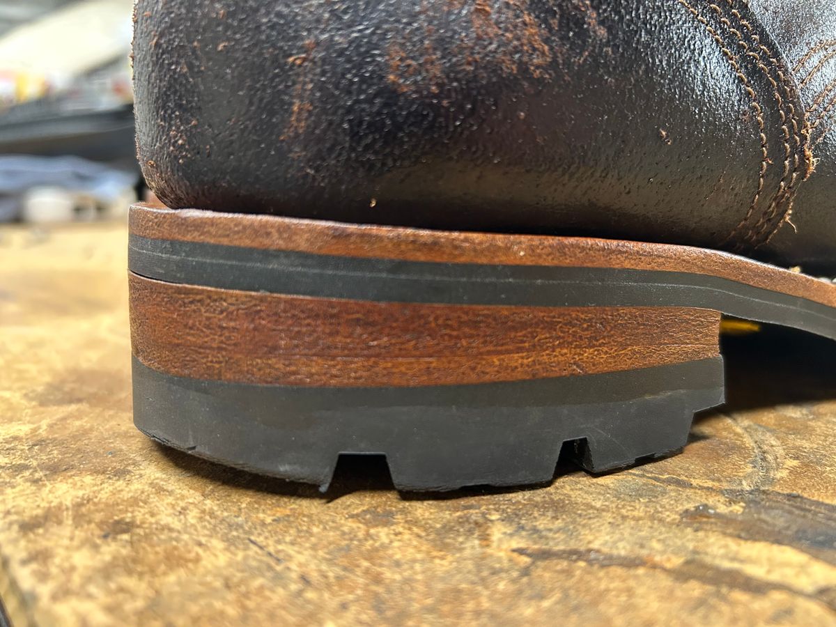 Photo by Vic on February 27, 2026 of the Nicks X Rose Anvil ND1 in Horween Black Waxed Flesh.