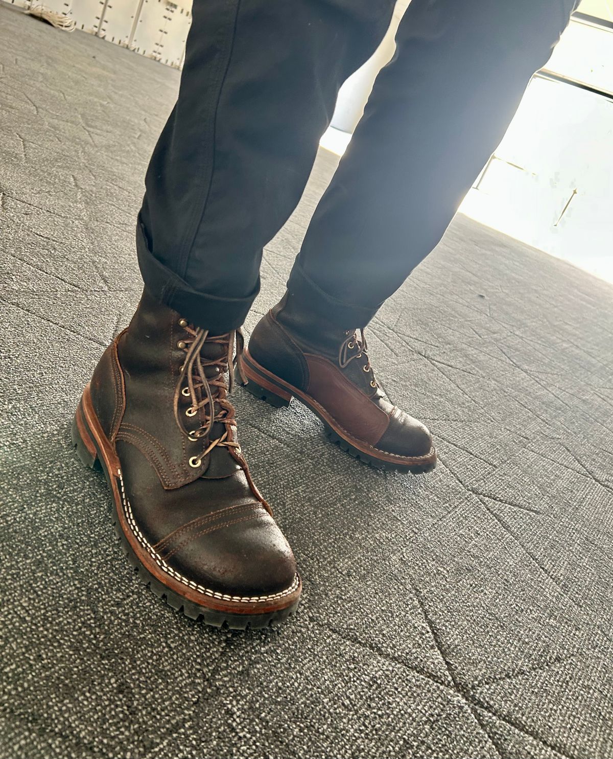 Photo by Vic on April 6, 2026 of the Nicks X Rose Anvil ND1 in Horween Black Waxed Flesh.