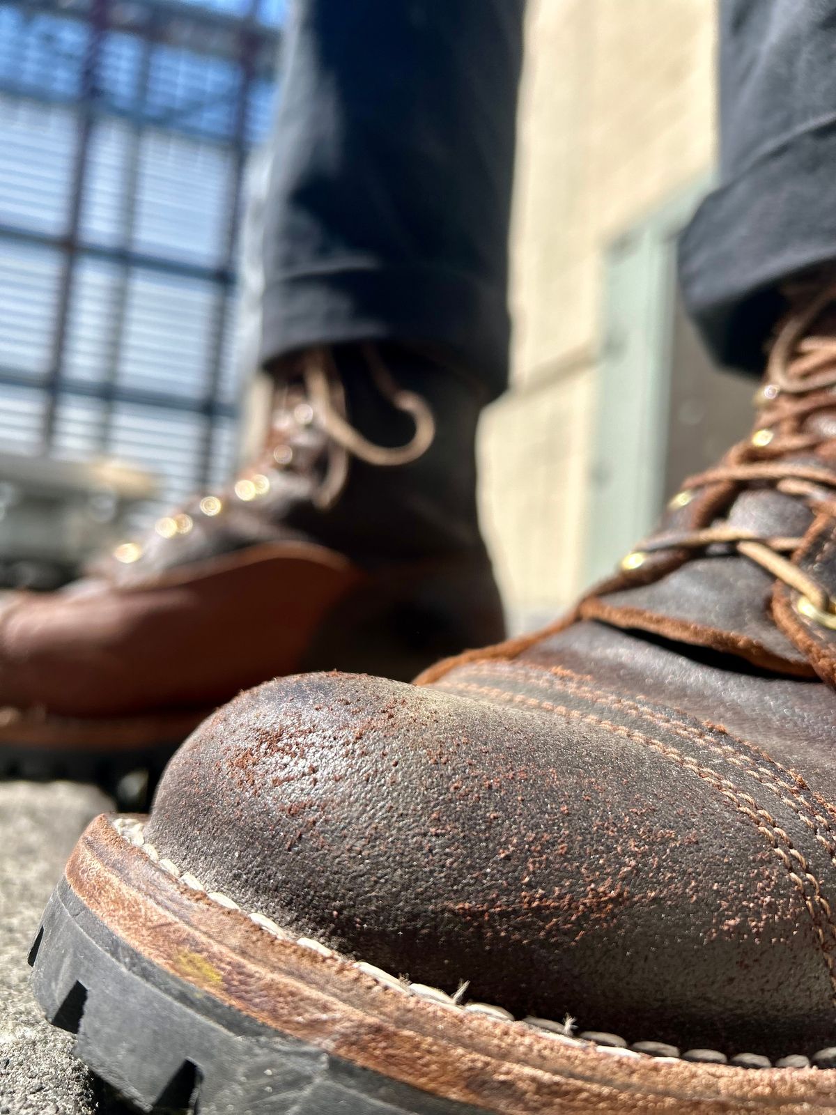 Photo by Vic on April 8, 2026 of the Nicks X Rose Anvil ND1 in Horween Black Waxed Flesh.