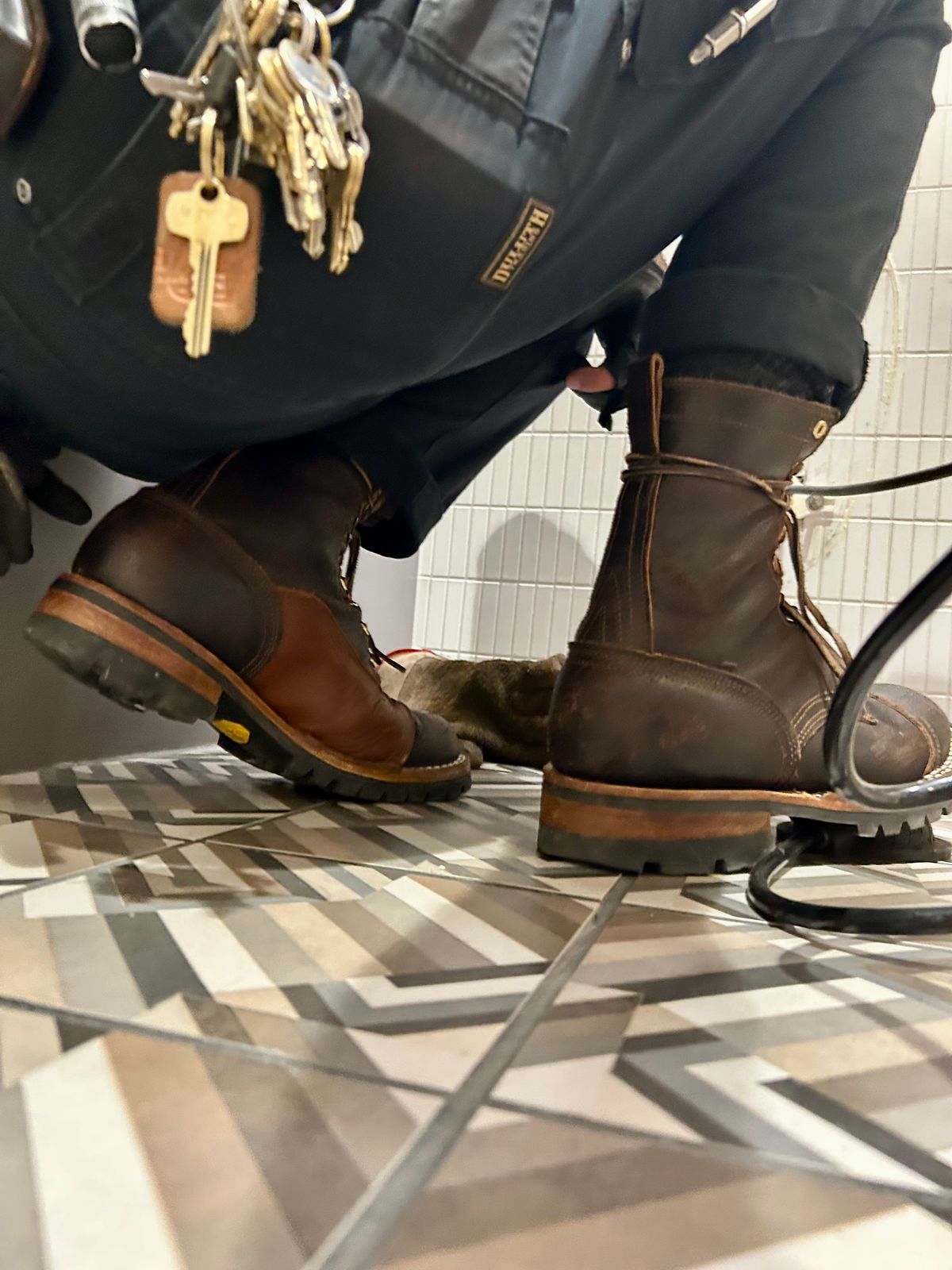 Photo by Vic on April 9, 2026 of the Nicks X Rose Anvil ND1 in Horween Black Waxed Flesh.